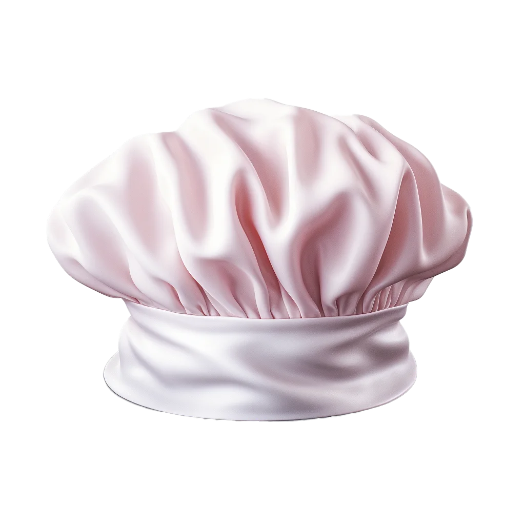 Soft Pink Satin Pastry Chef Hat Ruffled Baker Cap Free PNG
