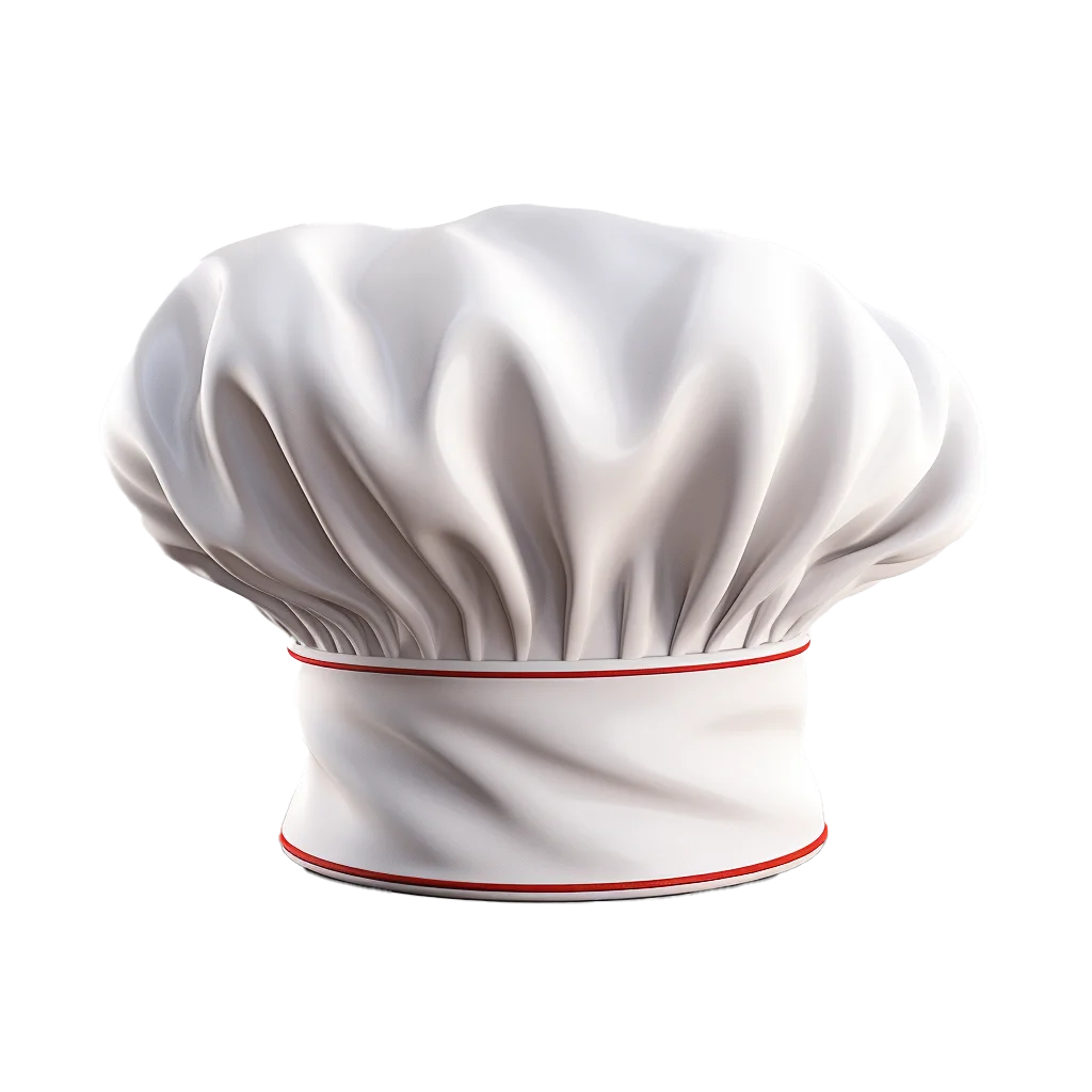 Classic White Pleated Chef Hat Culinary Headwear Free PNG