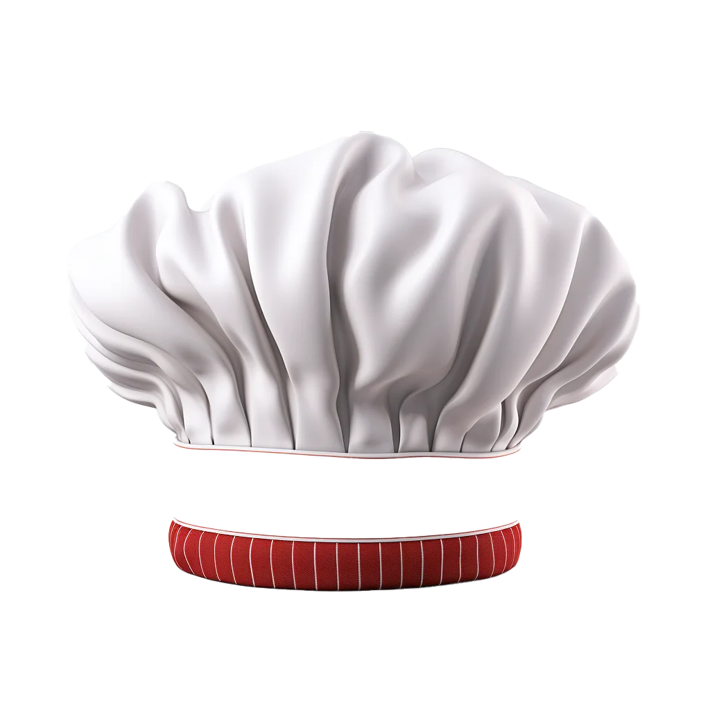 Tall White Chef Hat With Red Trim Band Kitchen Uniform Free PNG
