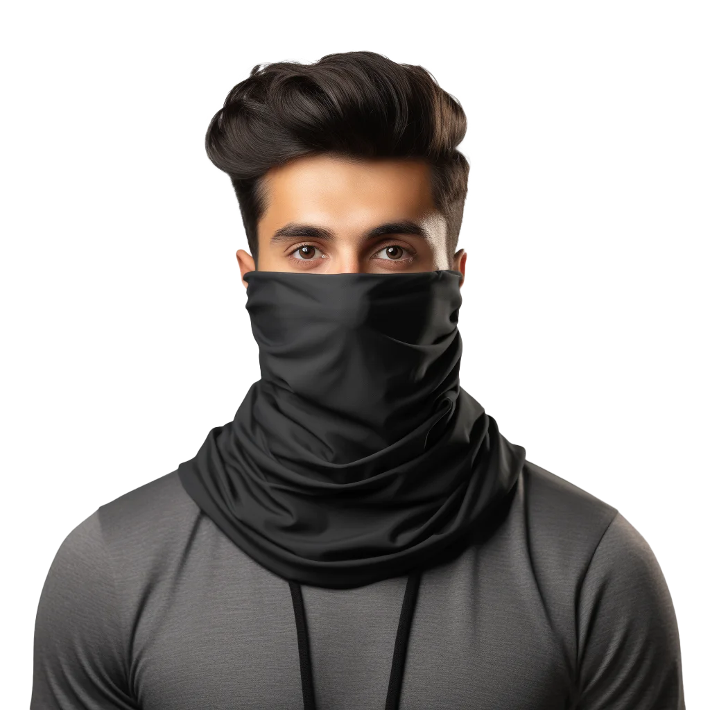 Man Wearing Black Neck Gaiter Free PNG