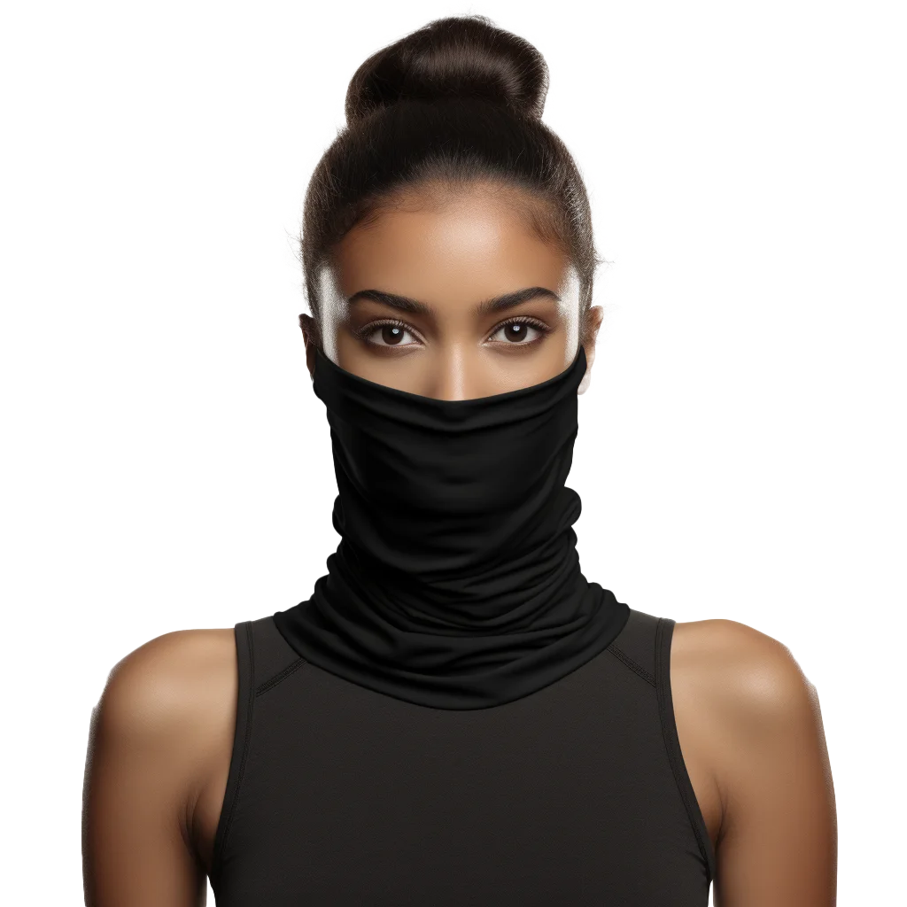 Woman Wearing Black Neck Gaiter Free PNG