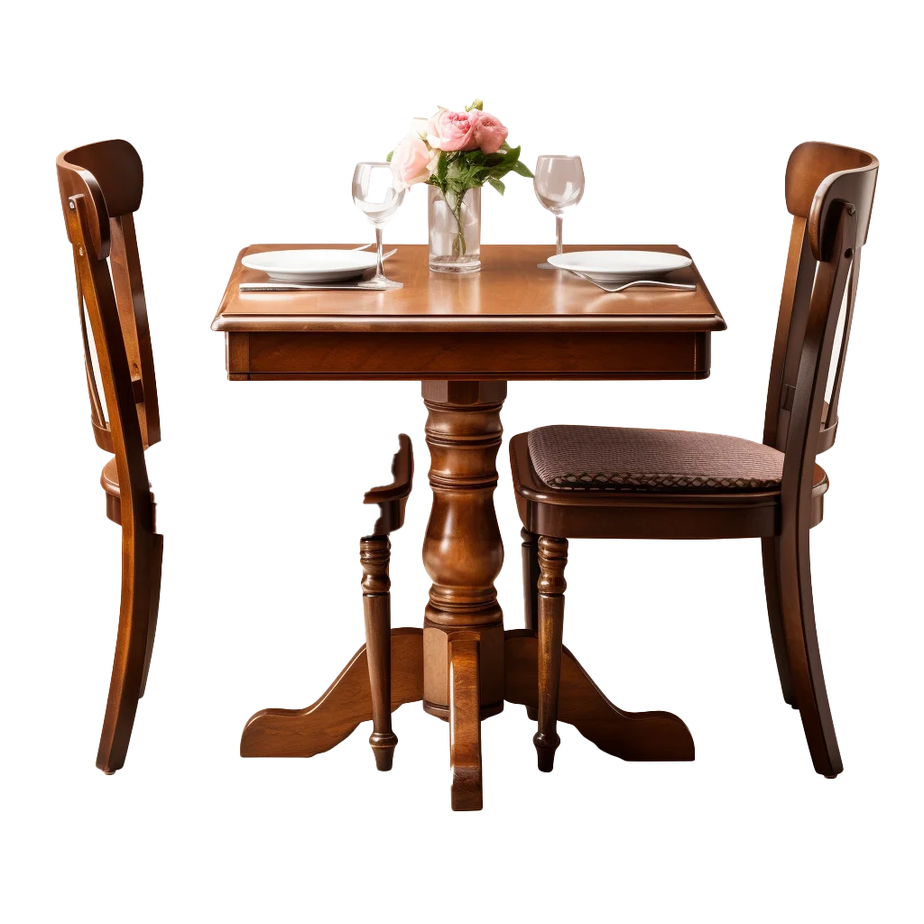 Rustic Wooden Dining Table With Chairs Set Cutout Free PNG