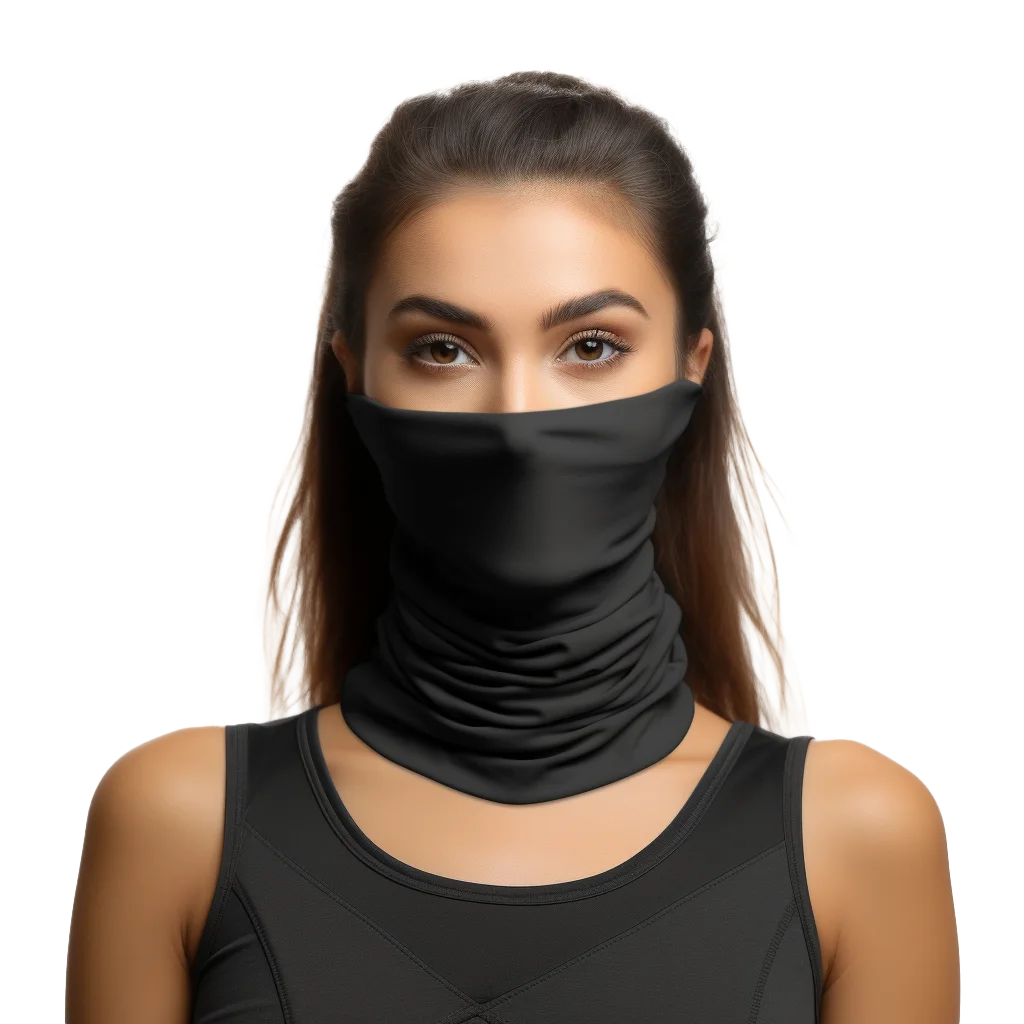 Woman Wearing Black Neck Gaiter Free PNG