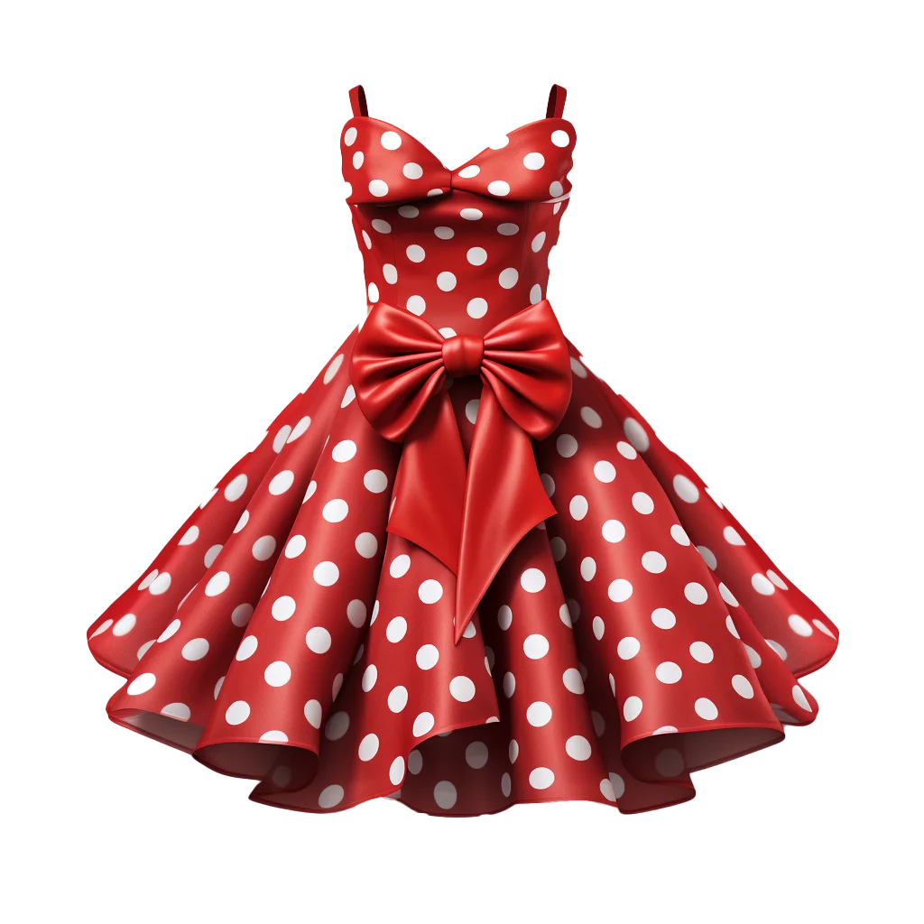 Strapless Red Polka Dot Flared Swing Cocktail Dress Free PNG