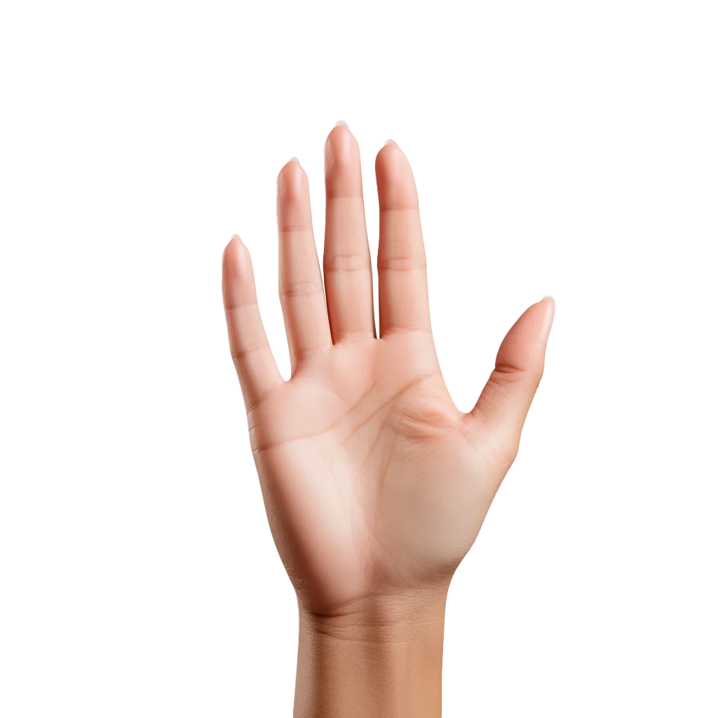 Raised Female Hand Open Palm Showing Five Fingers Free PNG