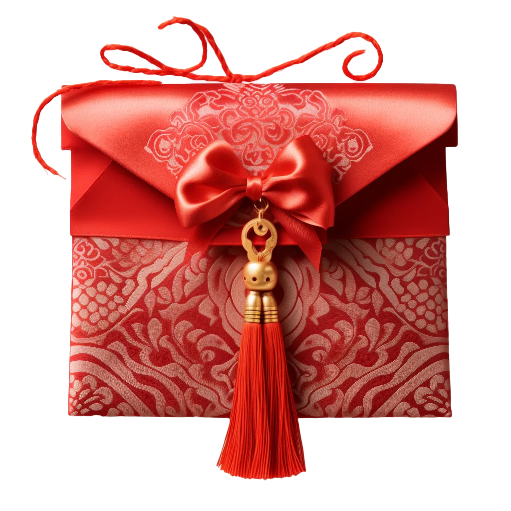 Chinese New Year Red Silk Envelope Gift Pouch Free PNG