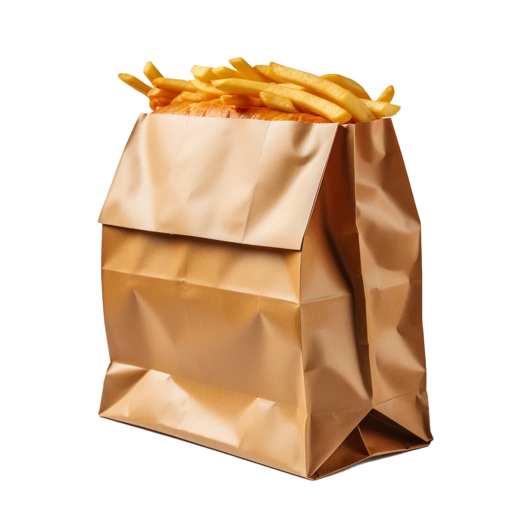 Crispy Hot French Fries In Kraft Paper Bag Free PNG