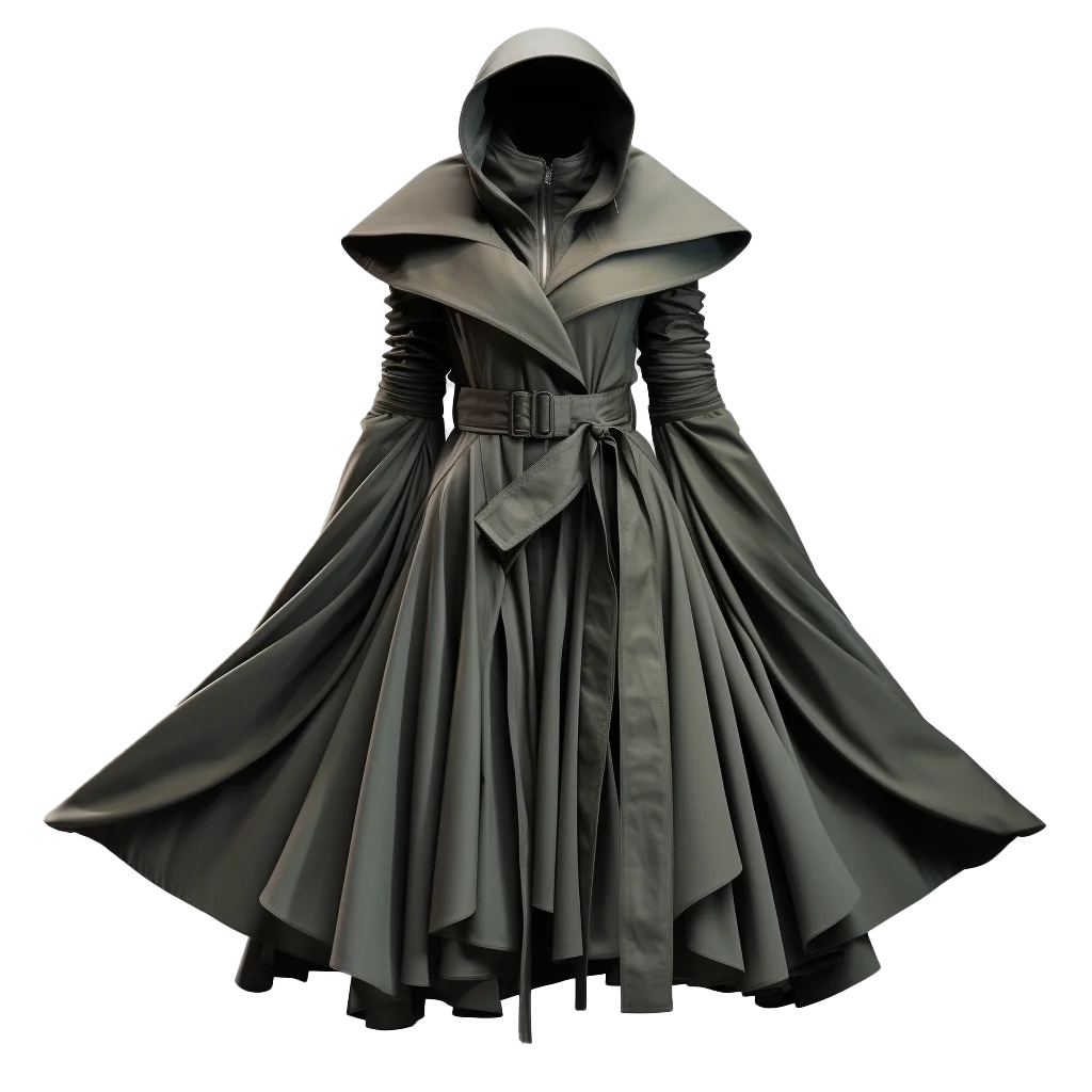 Dark Olive Green Fantasy Hooded Armor Coat Cutout Free PNG