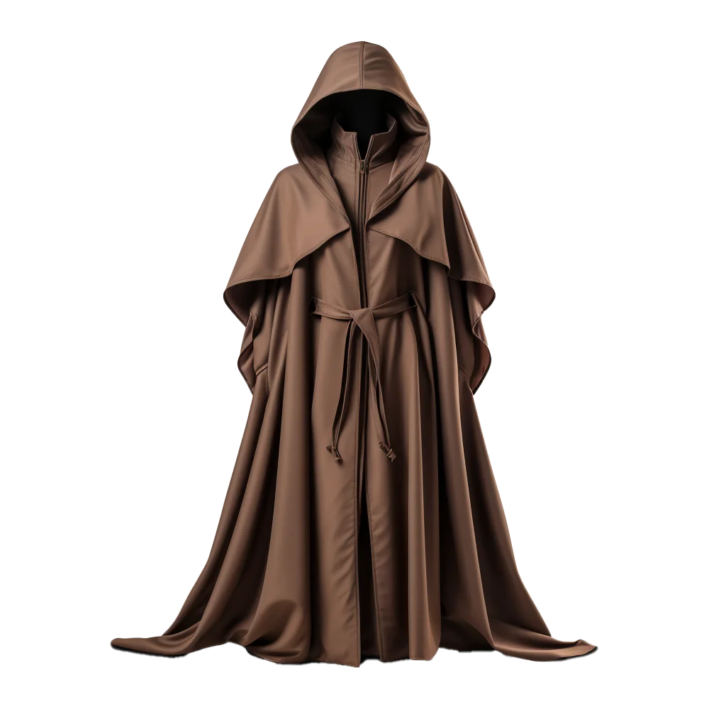 Medieval Brown Hooded Cloak Long Cape Costume Free PNG