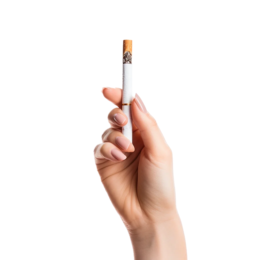 Woman Hand Holding Upright Lit Cigarette Cutout Free PNG