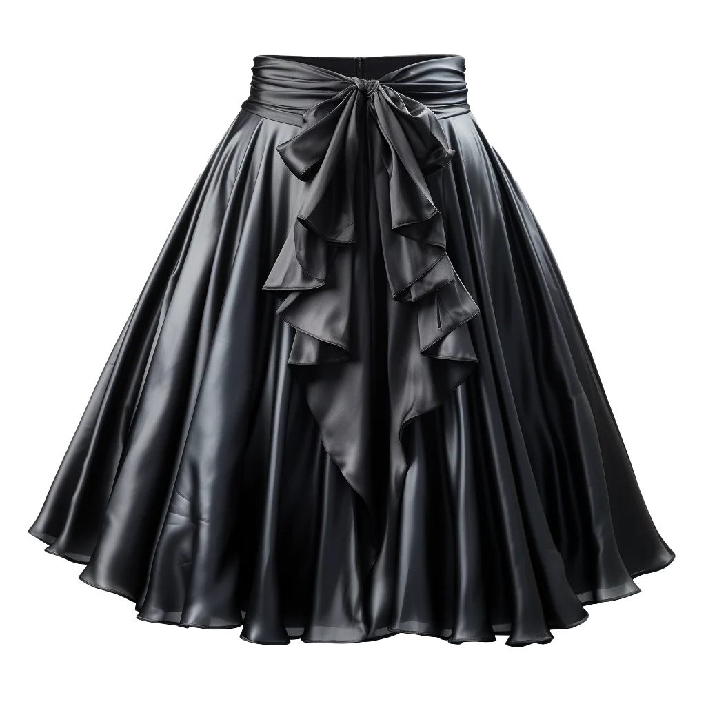 Black Leather Ruffled Flare Skirt Free PNG