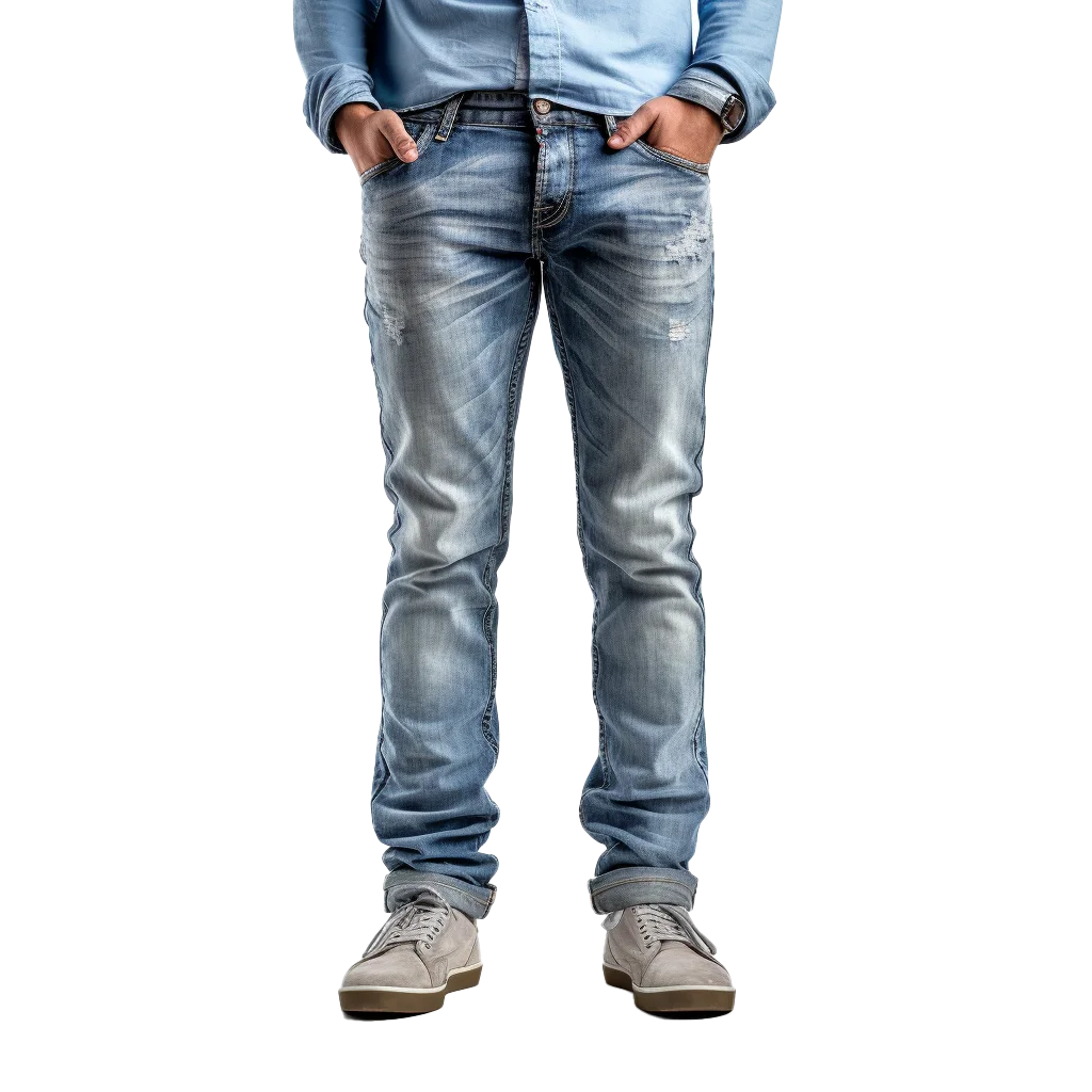 Men Faded Blue Jeans Standing Free PNG