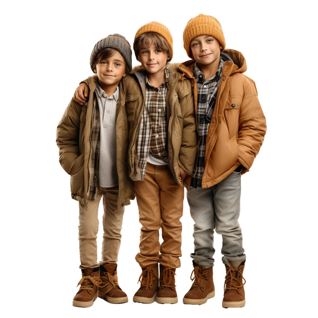 Three Boys in Autumn Jackets Free PNG
