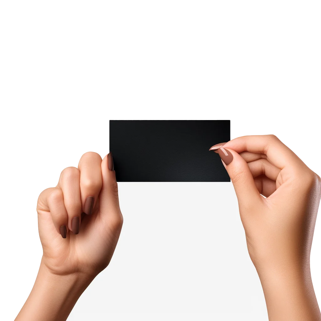 Hands Holding Blank Black Card Free PNG