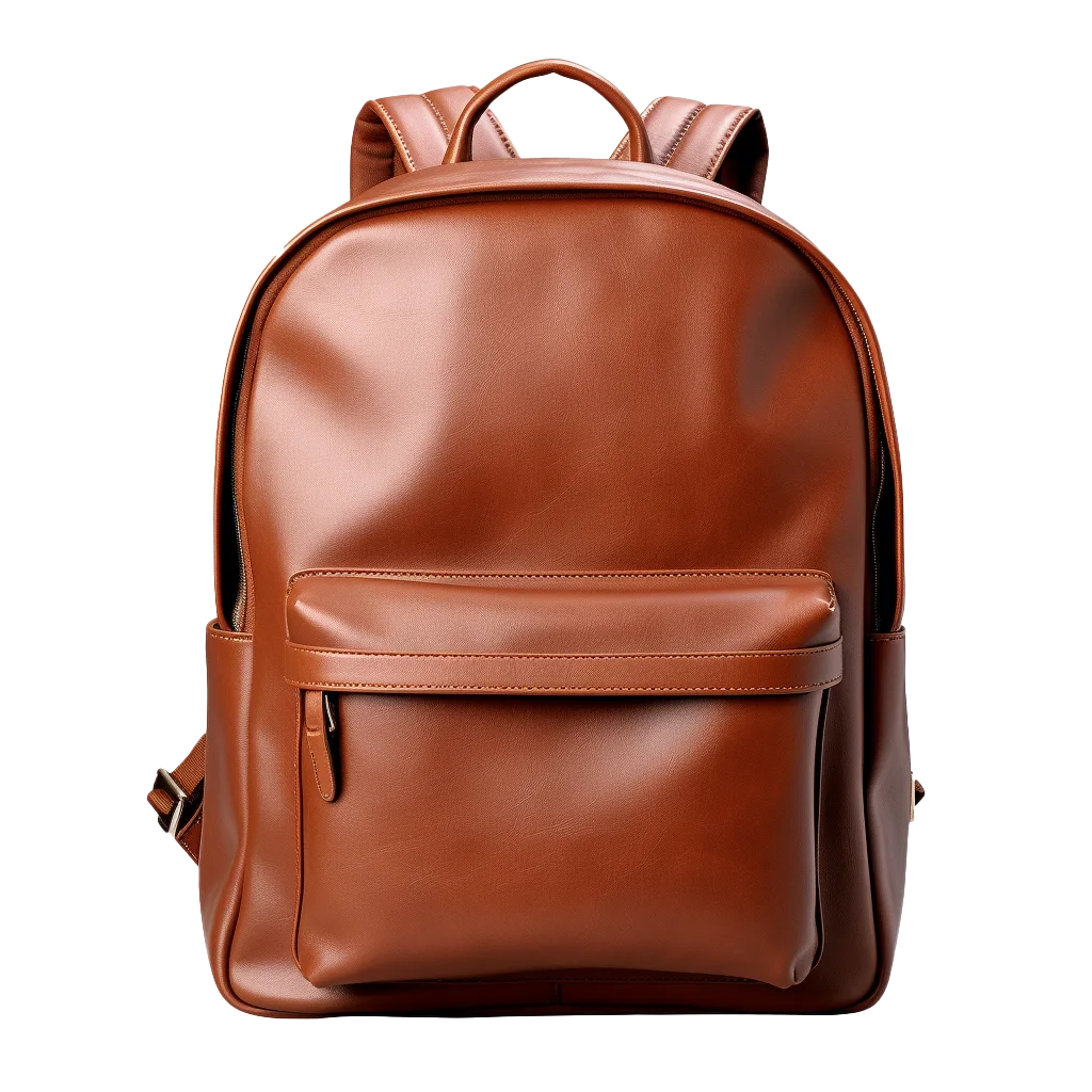 Brown Leather Backpack Free PNG