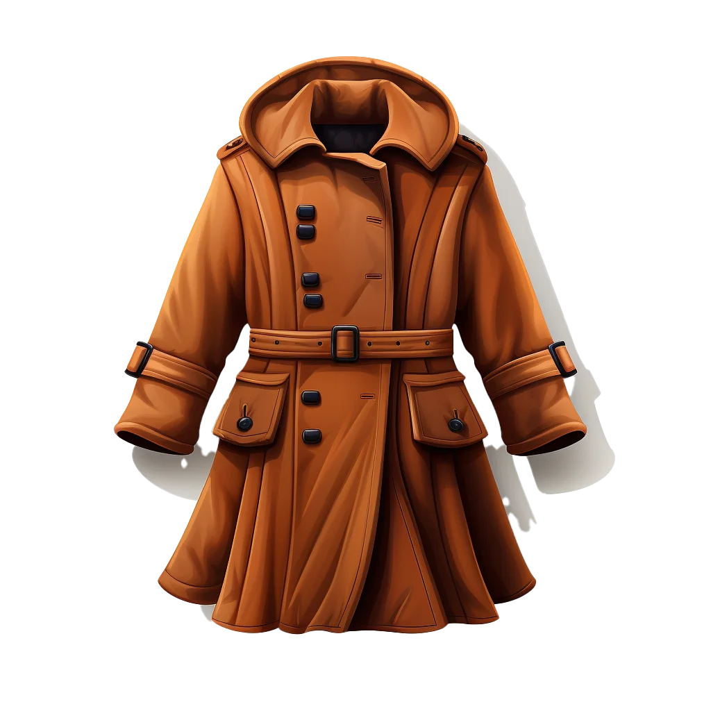 Tan Hooded Trench Coat Free PNG