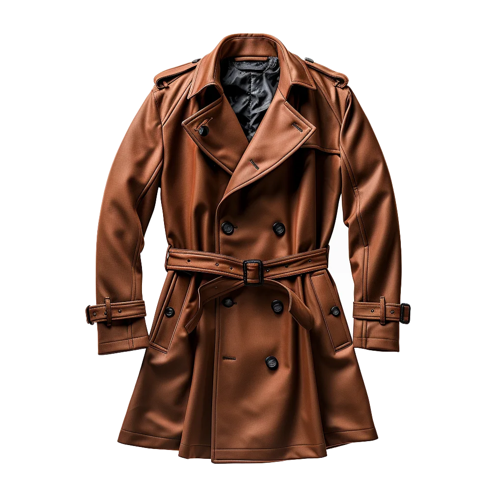 Brown Leather Trench Coat Free PNG