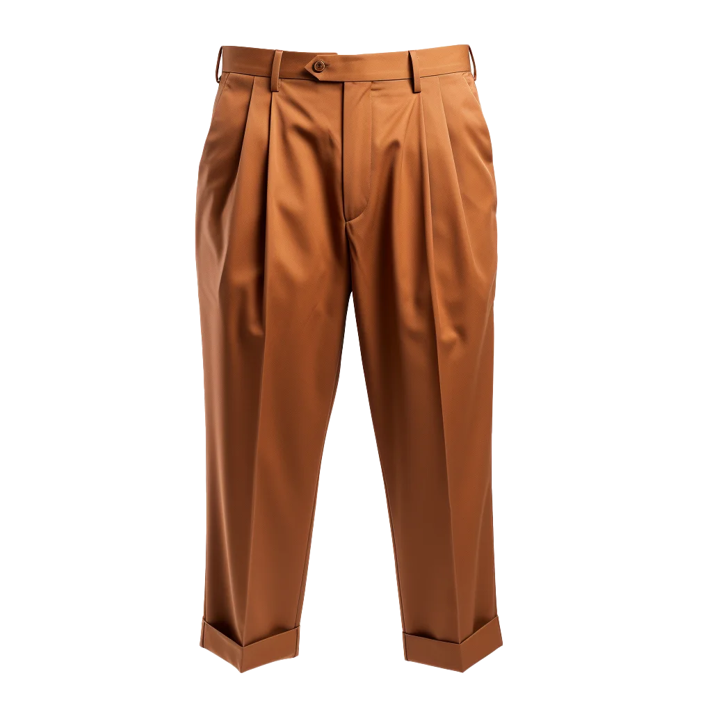 Men Rich Copper Brown Pleated Pants Free PNG