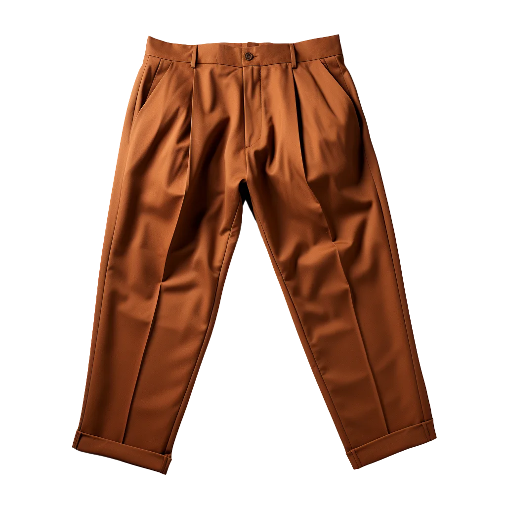 Men Pleated Rust Brown Dress Trousers Free PNG