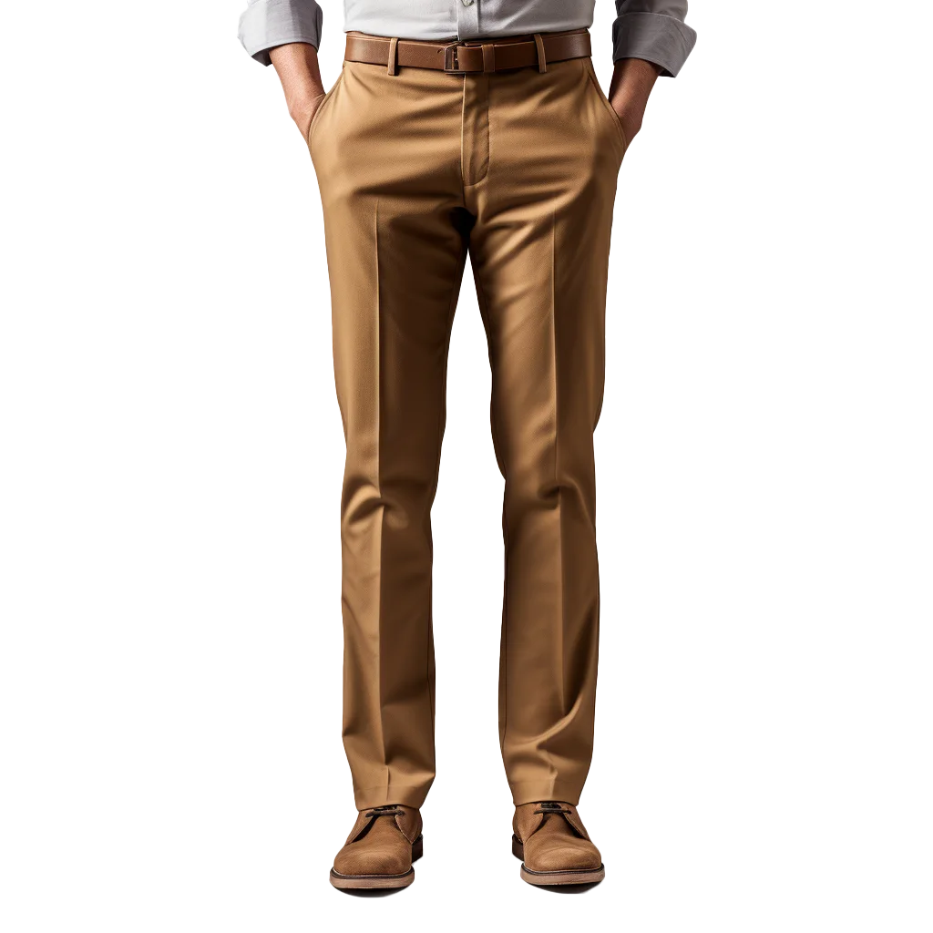 Men Fitted Khaki Tan Dress Pants Free PNG
