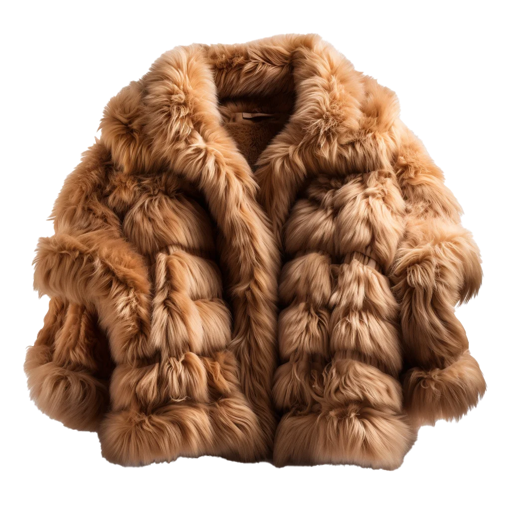 Luxurious Brown Fur Jacket Coat Free PNG