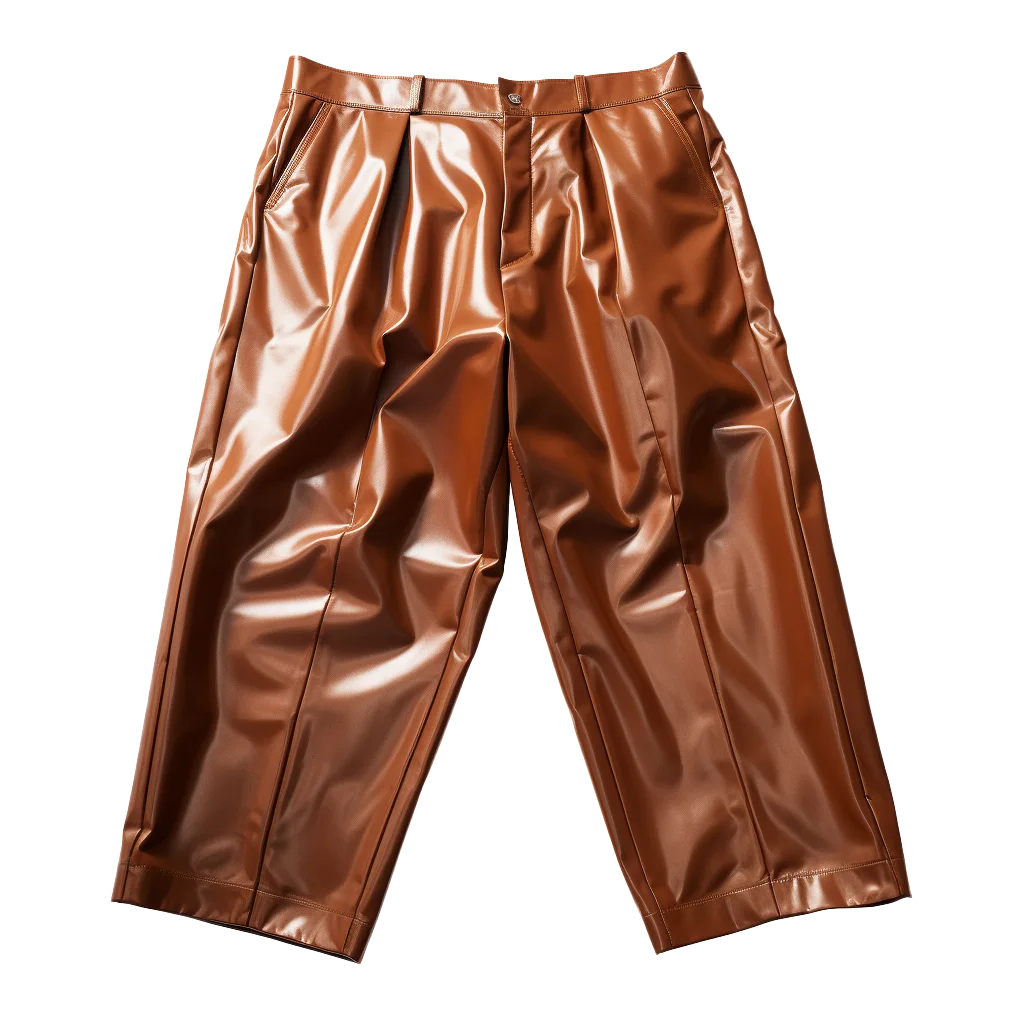 Men Shiny Bronze Brown Wide Trousers Free PNG