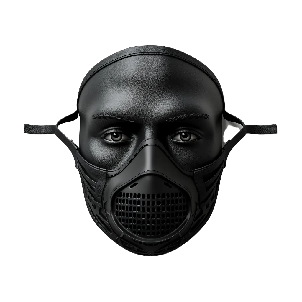 Matte Black Sculpted Face Shield Mask Free PNG