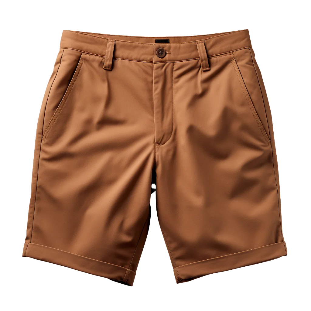 Men Brown Casual Pleated Shorts Free PNG