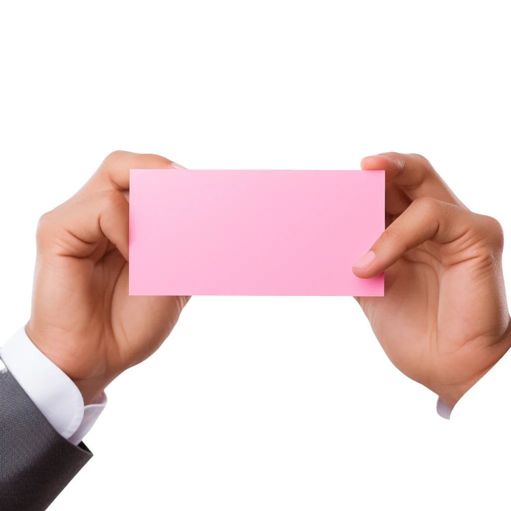 Hands Holding Blank Pink Card Free PNG