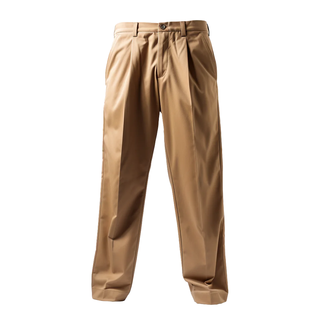 Mens Loose Fit Khaki Pleated Trousers Dress Pants Free PNG