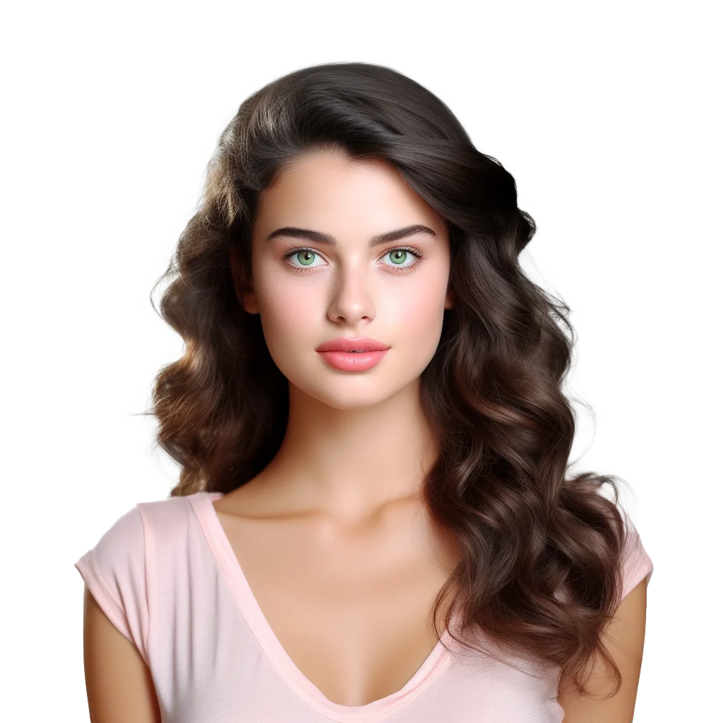 Natural Beauty Model With Long Brunette Wavy Hair Free PNG