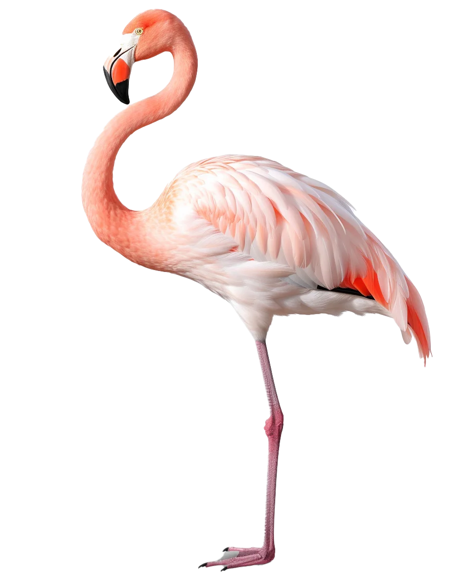 Standing Pink Flamingo Side View Bird Free PNG