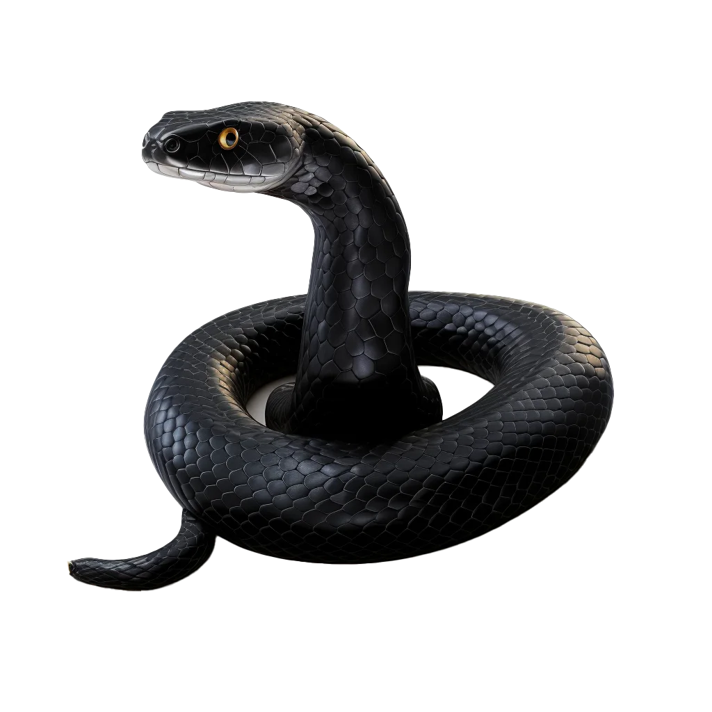 Black Snake Curled Up on Ground Free PNG