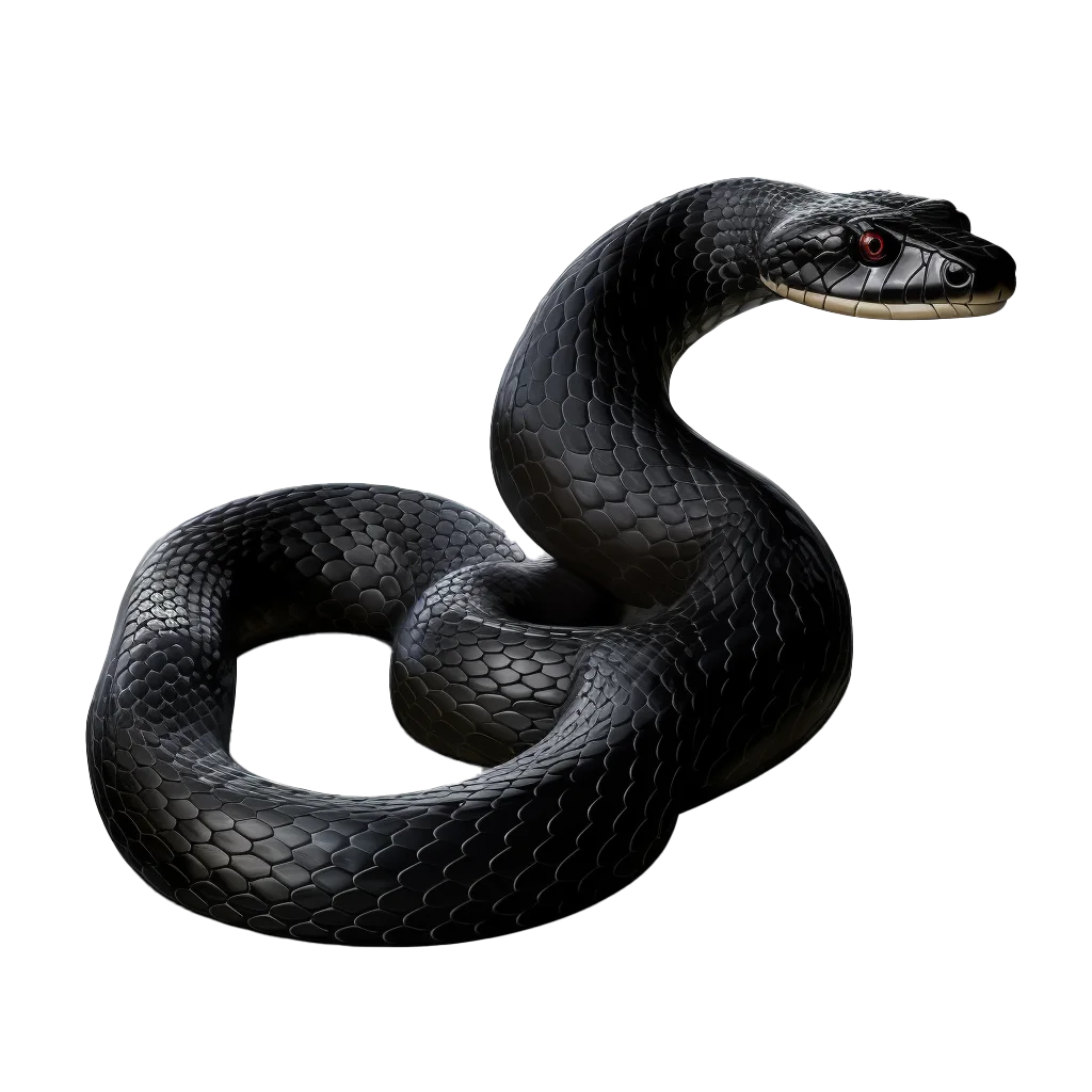 S-Shaped Coiled Black Snake Crawling Free PNG