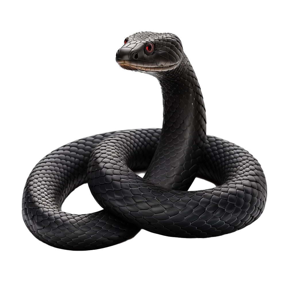 Black King Cobra Snake Coiled Defense Free PNG