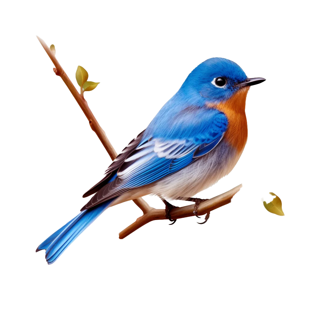 Eastern Bluebird Songbird on Wooden Branch Free PNG