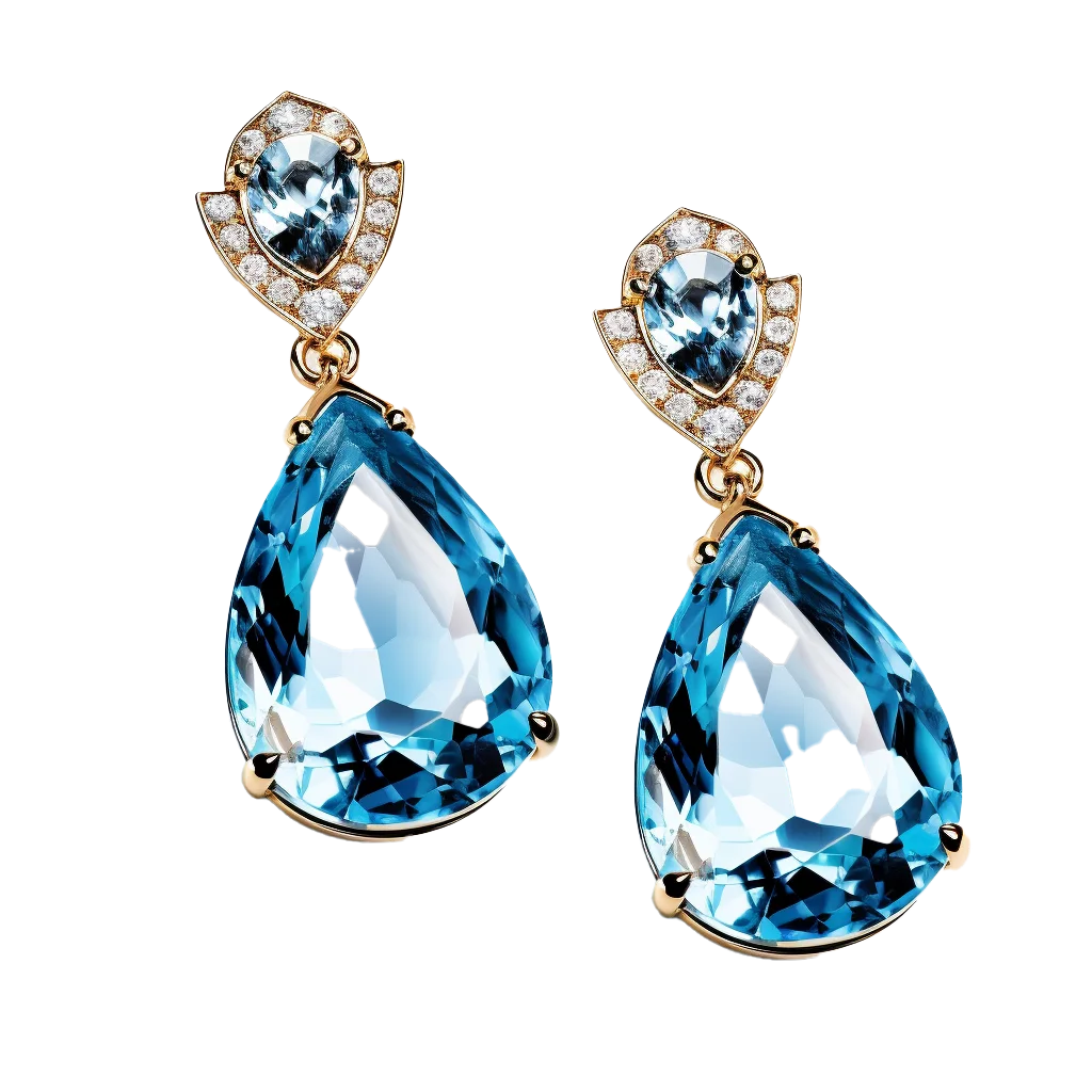 Luxury Blue Topaz Pear Drop Earrings Free PNG