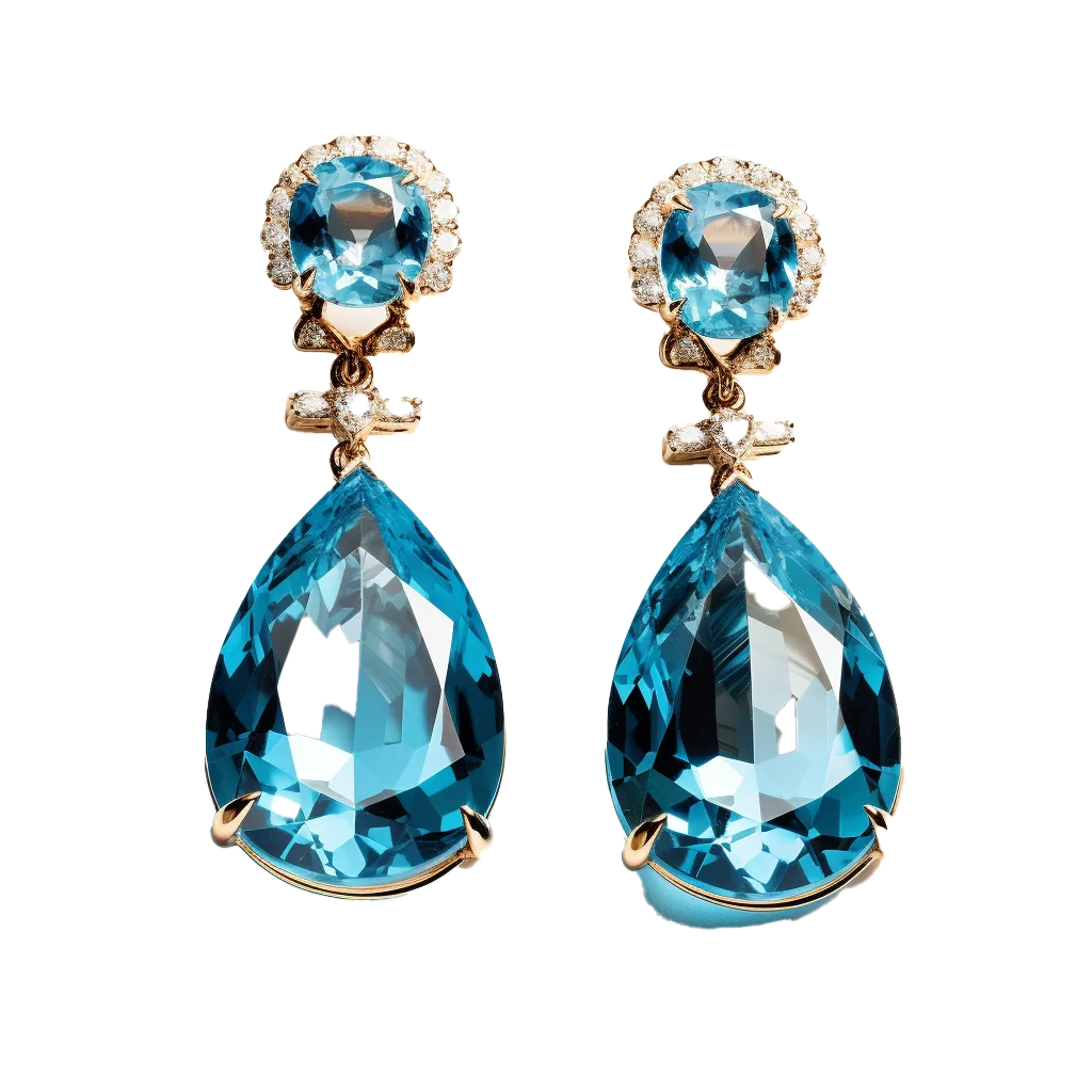 Blue Topaz Teardrop Dangle Earrings Free PNG