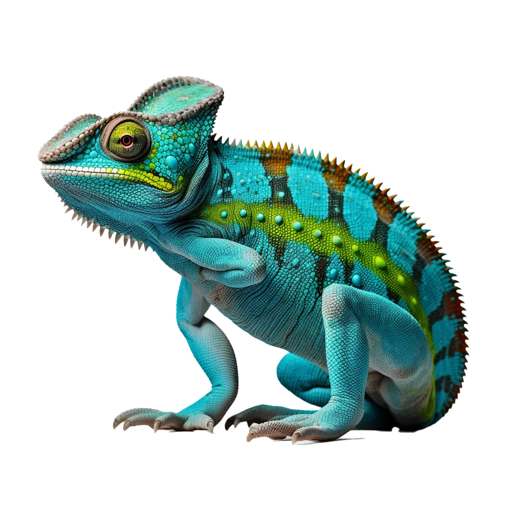 Spotted Blue Chameleon Tropical Lizard Free PNG