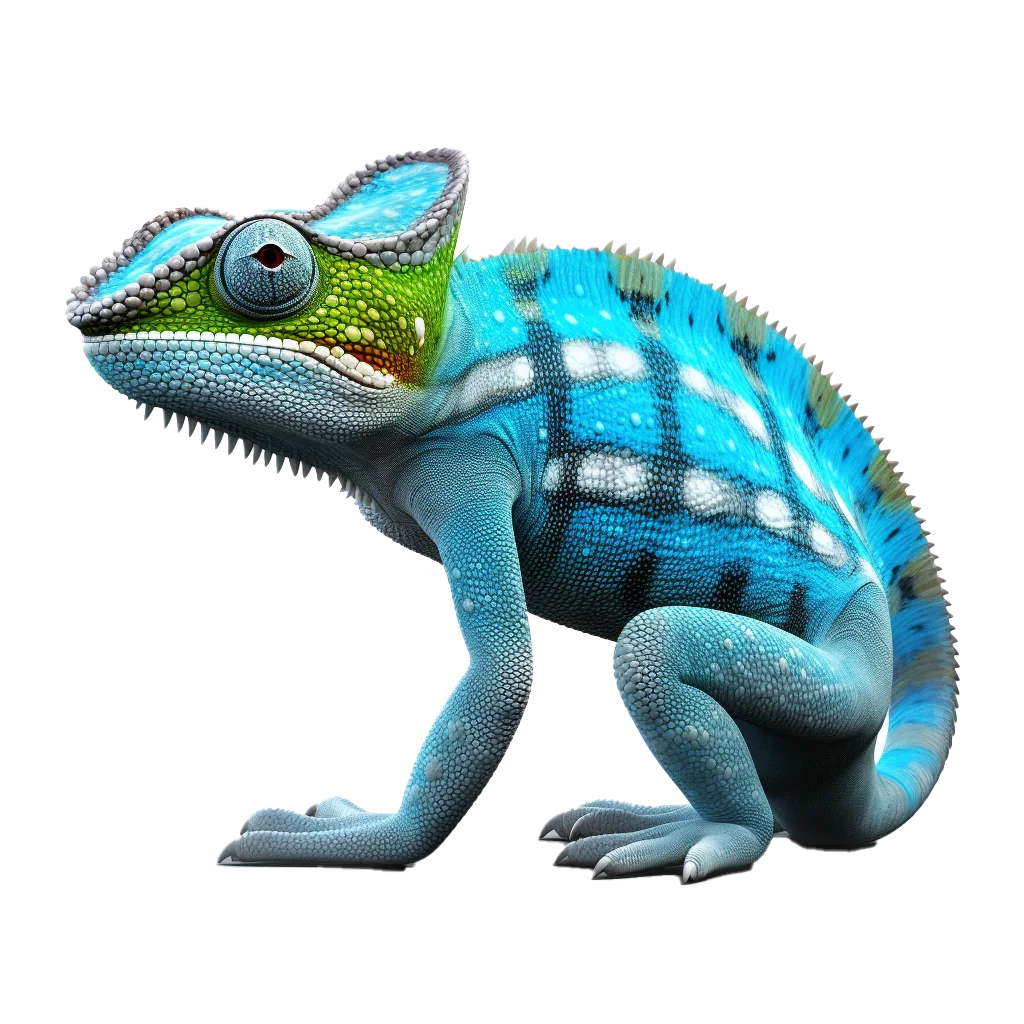 Blue Panther Chameleon Reptile Creature Free PNG