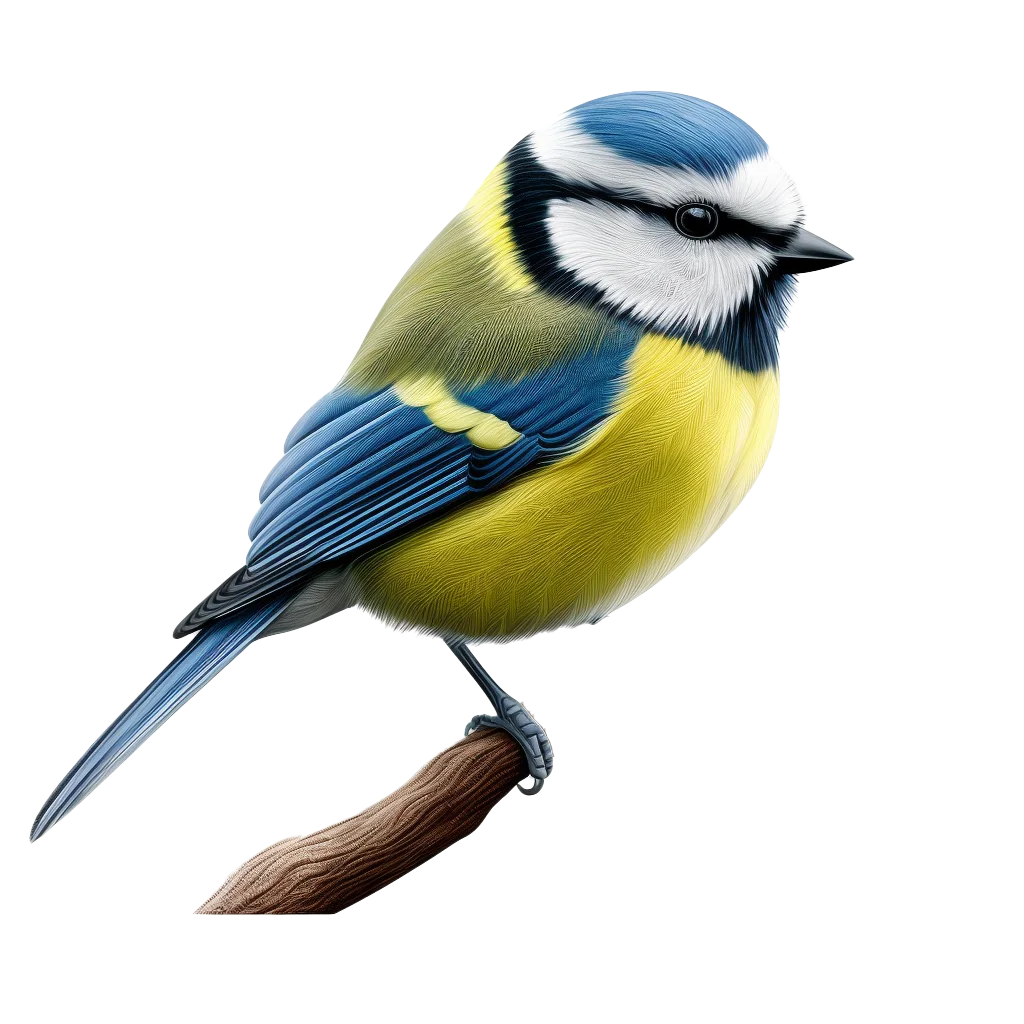 Eurasian Blue Tit Bird on Tree Branch Free PNG