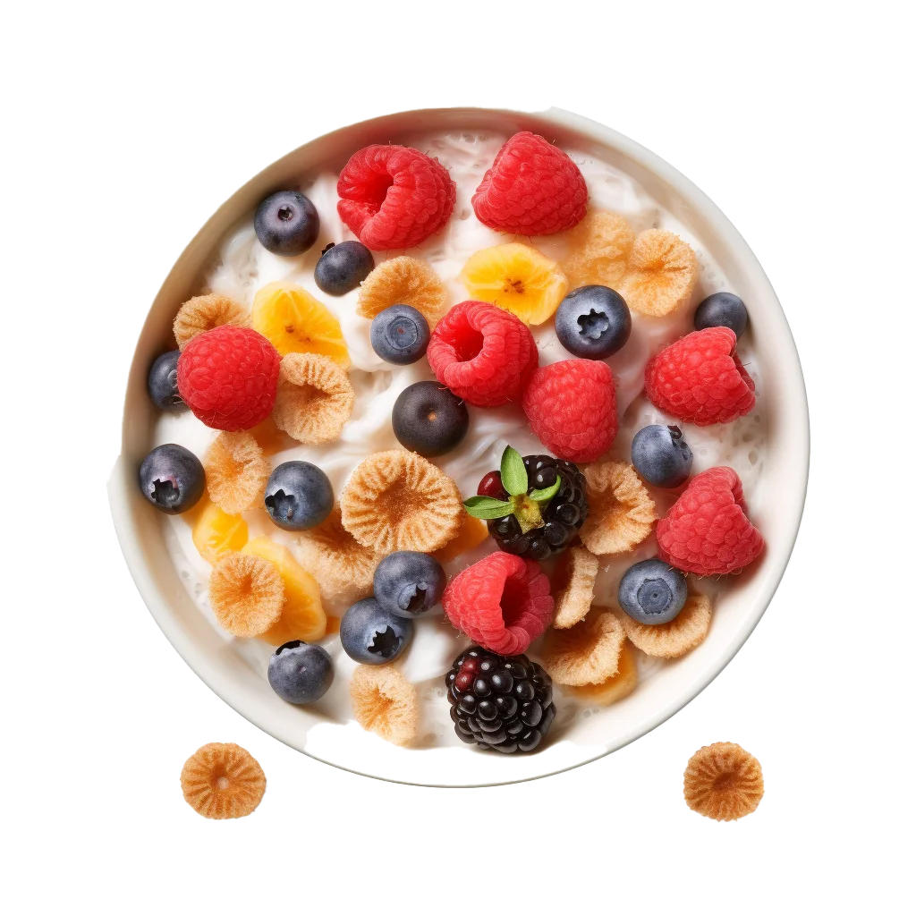 Healthy Fruit Oatmeal Breakfast Bowl Top View Free PNG