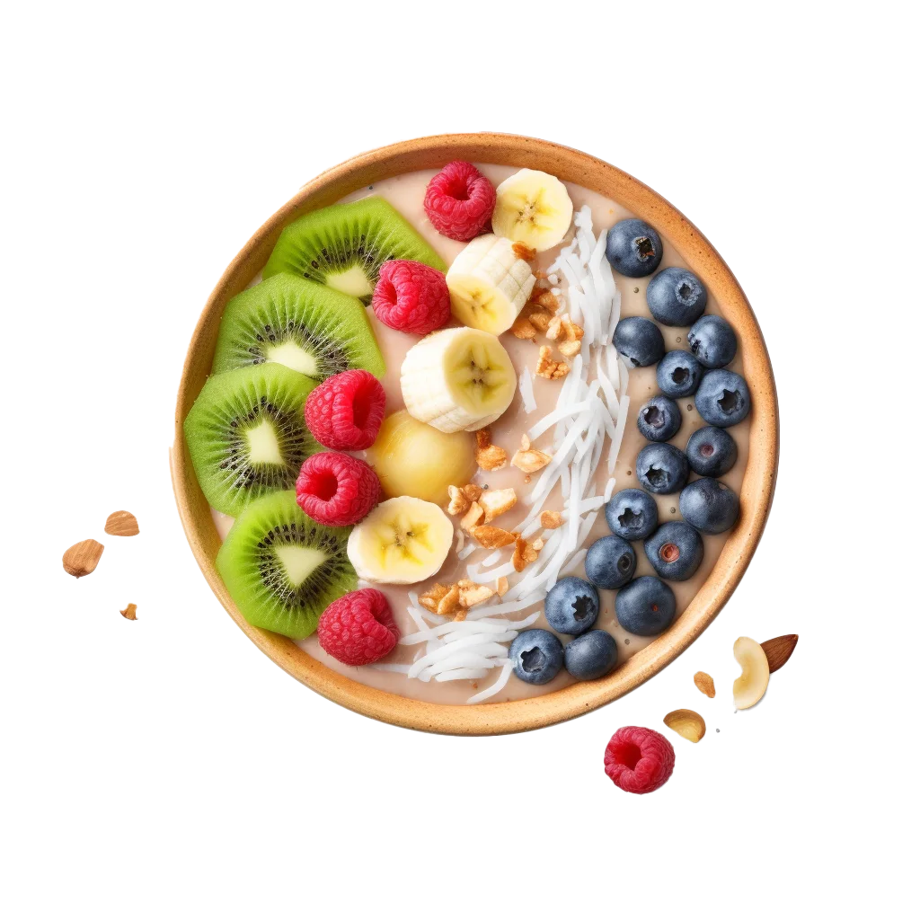 Oatmeal Smoothie Bowl With Fresh Sliced Fruits Free PNG