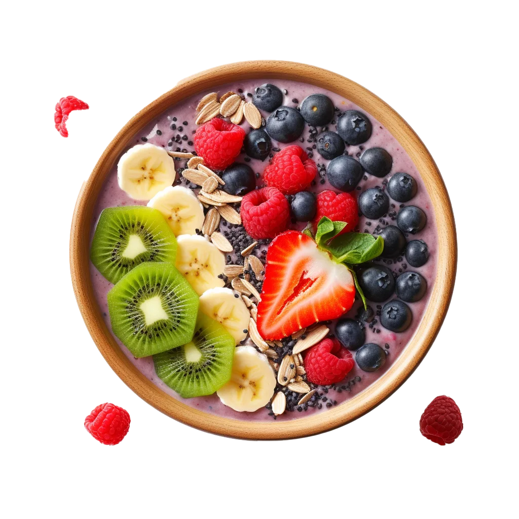 Acai Smoothie Breakfast Bowl With Fresh Berries Free PNG