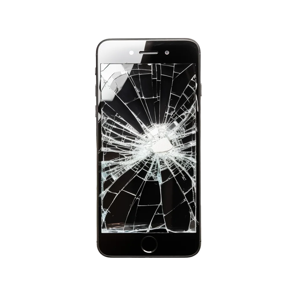 Smartphone With Cracked Shattered Screen Display Free PNG