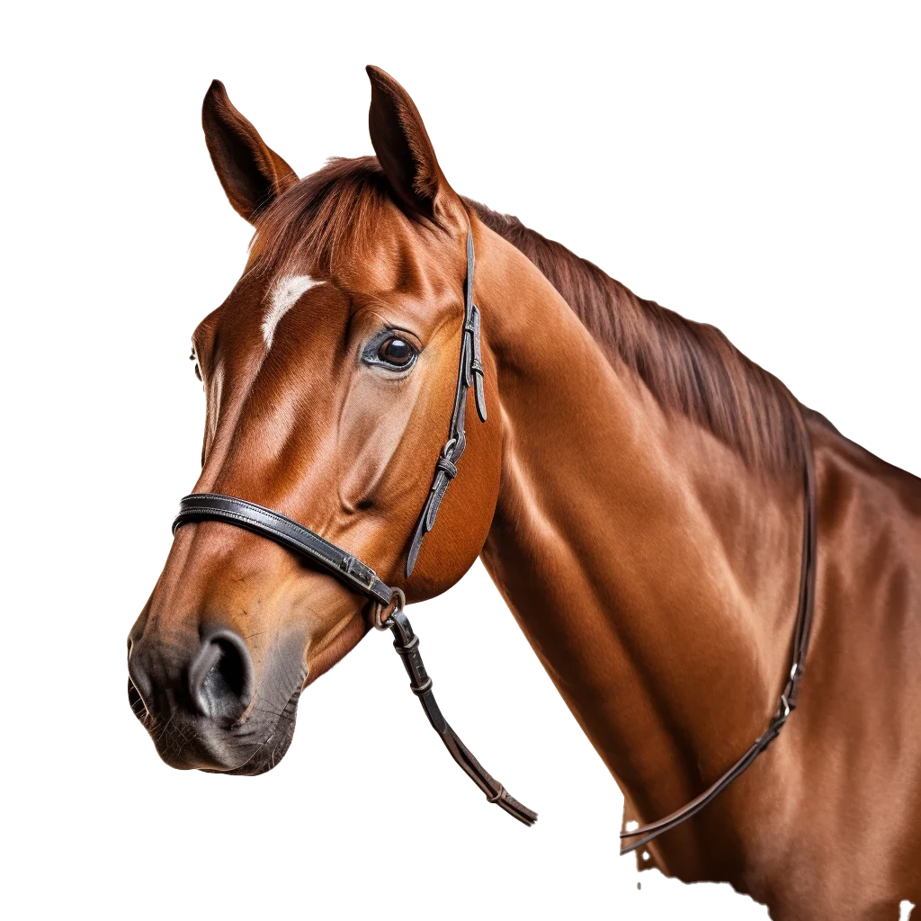 Chestnut Brown Horse Head With Leather Bridle Free PNG