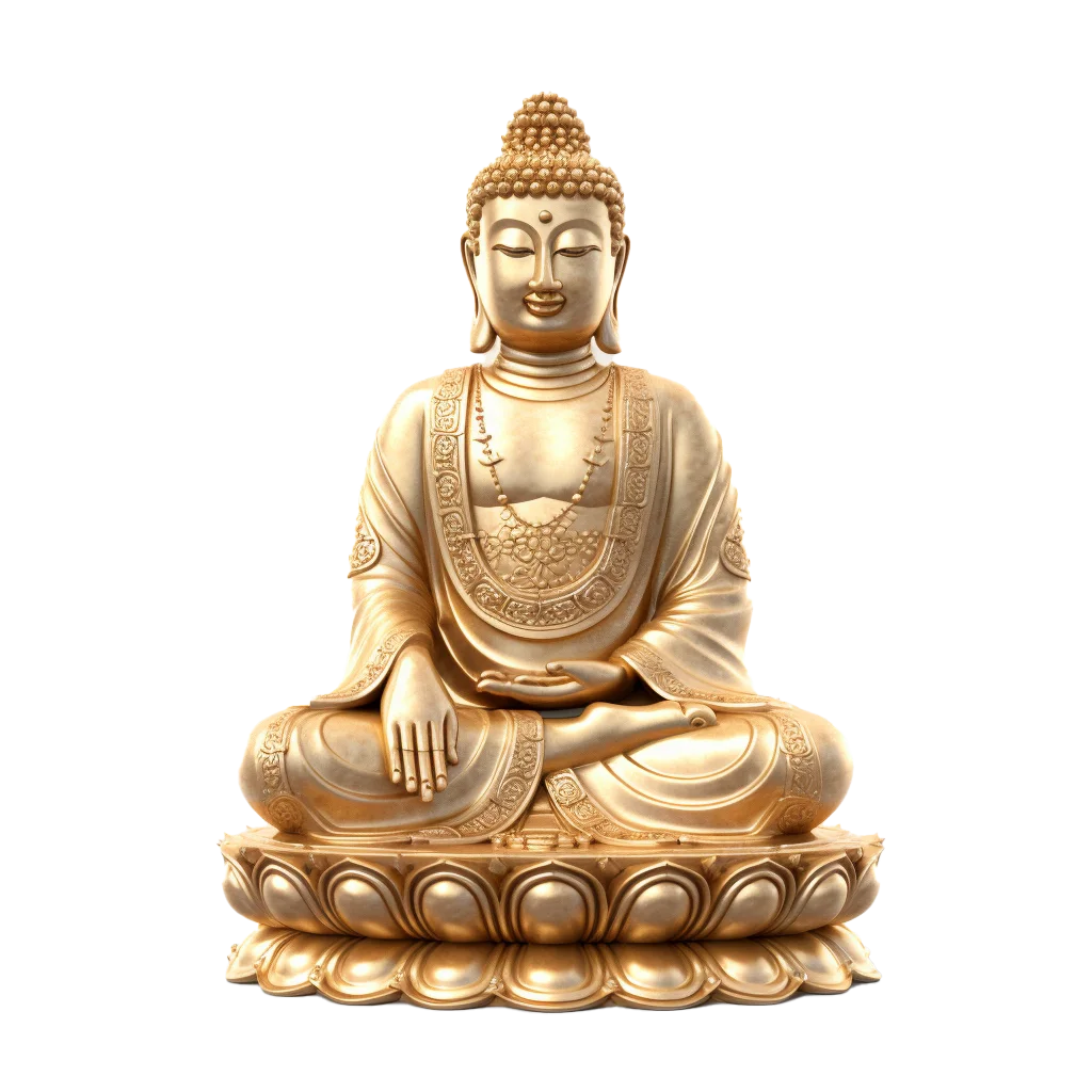 Carved Sandstone Meditating Buddha Idol Statue Free PNG