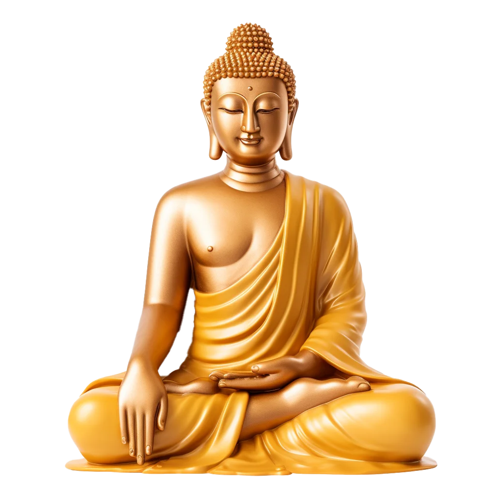 Golden Meditating Buddha Statue Lotus Pose Free PNG
