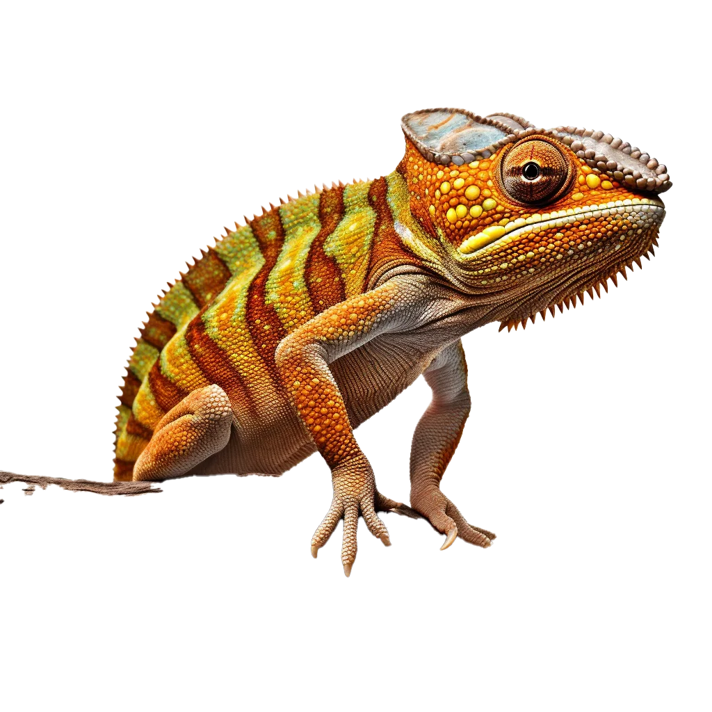 Orange Striped Panther Chameleon Reptile Cutout Free PNG