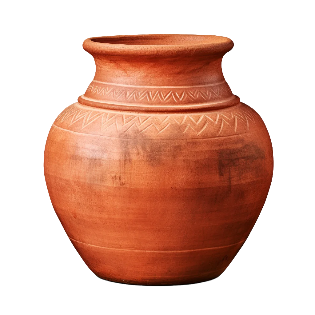 Rustic Carved Terracotta Clay Jar Pottery Cutout Free PNG